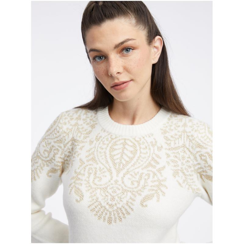 Krémové dámské svetrové šaty