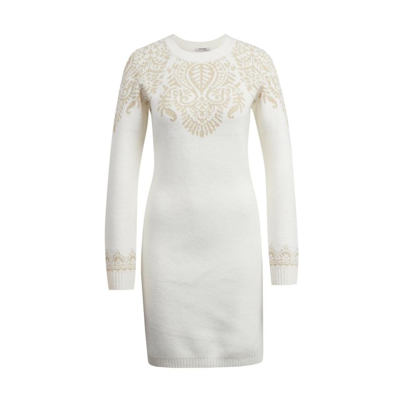 Krémové dámské svetrové šaty