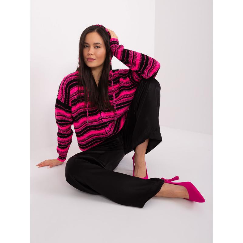 Női cipzáras pulóver JAUW rózsaszín-fekete