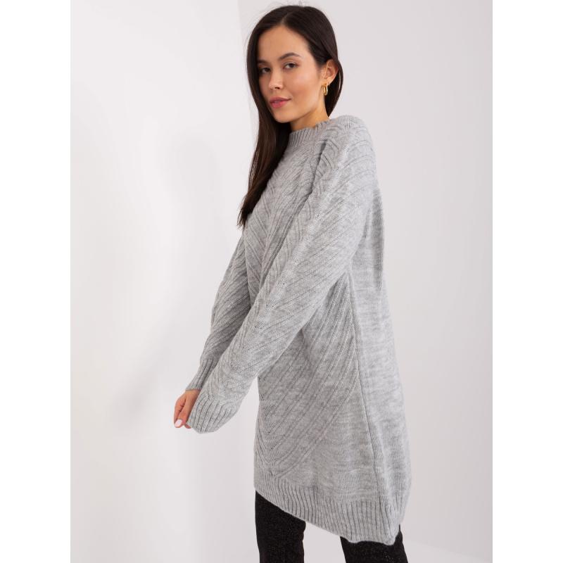 Női oversize bordázott pulóver EES szürke