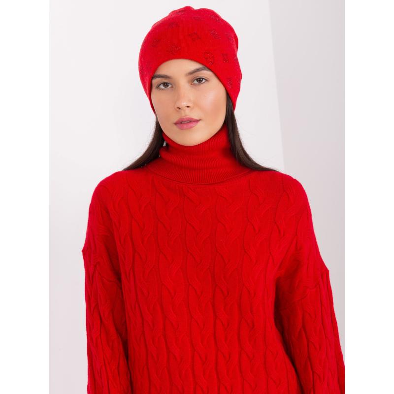 Dámská čepice s aplikacemi IDYNA červená 