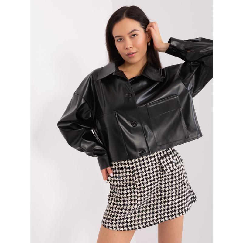 Dámská bunda z ekokůže s límcem CHEF černá 