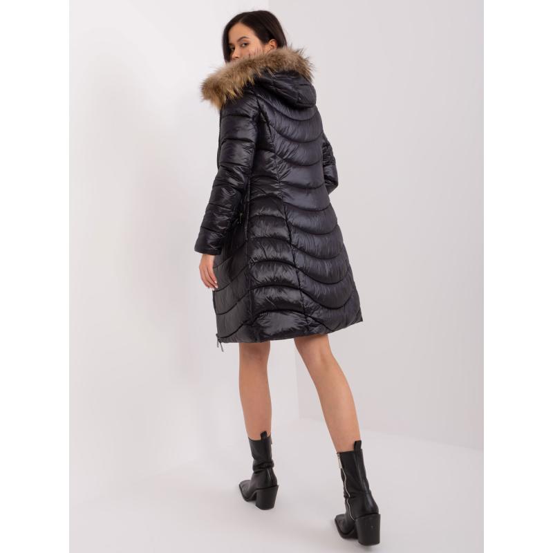 Dámská bunda s kožešinou prošívaná zimní ACHADA černá 