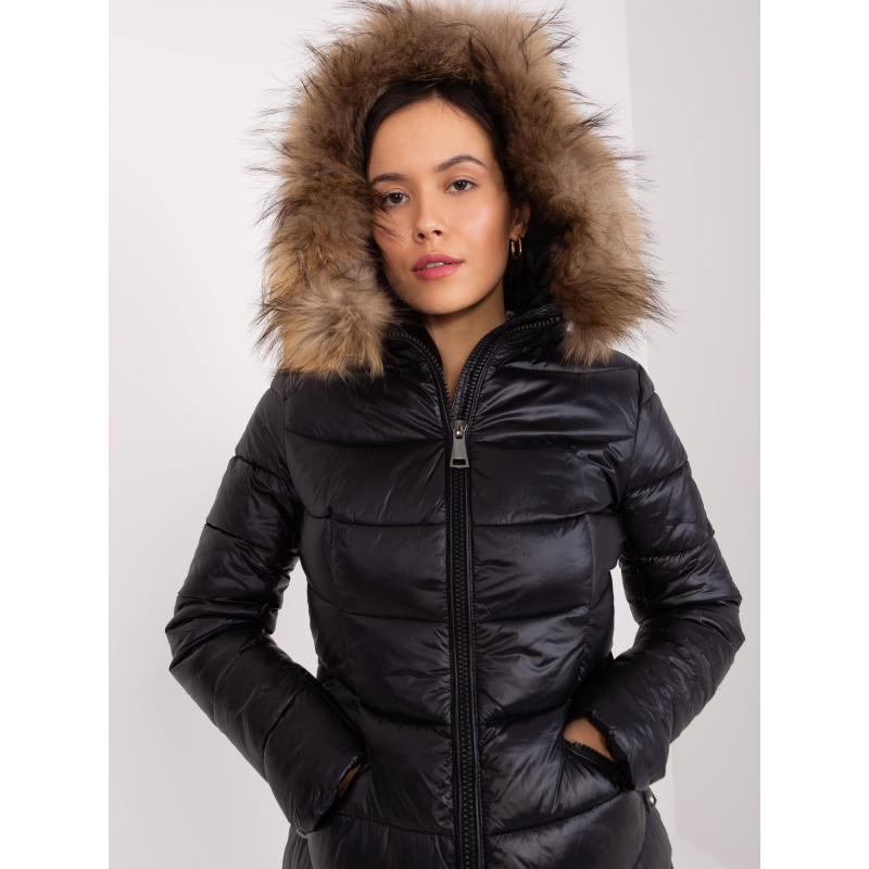 Dámská bunda s kožešinou prošívaná zimní ACHADA černá 