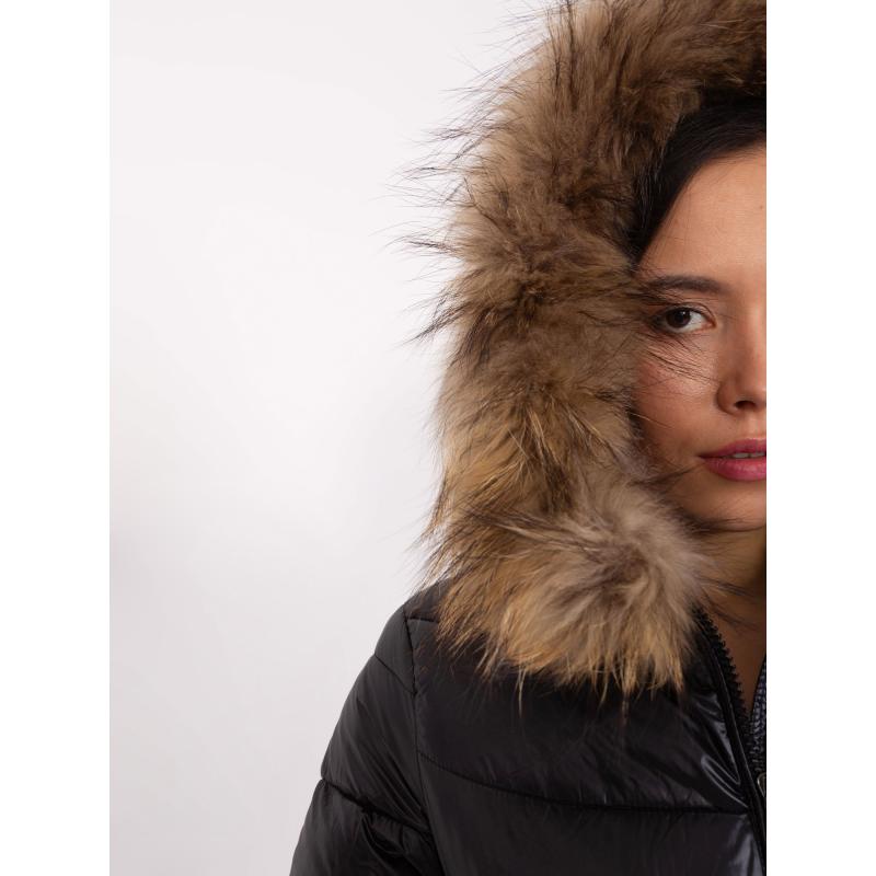 Dámská bunda s kožešinou prošívaná zimní ACHADA černá 