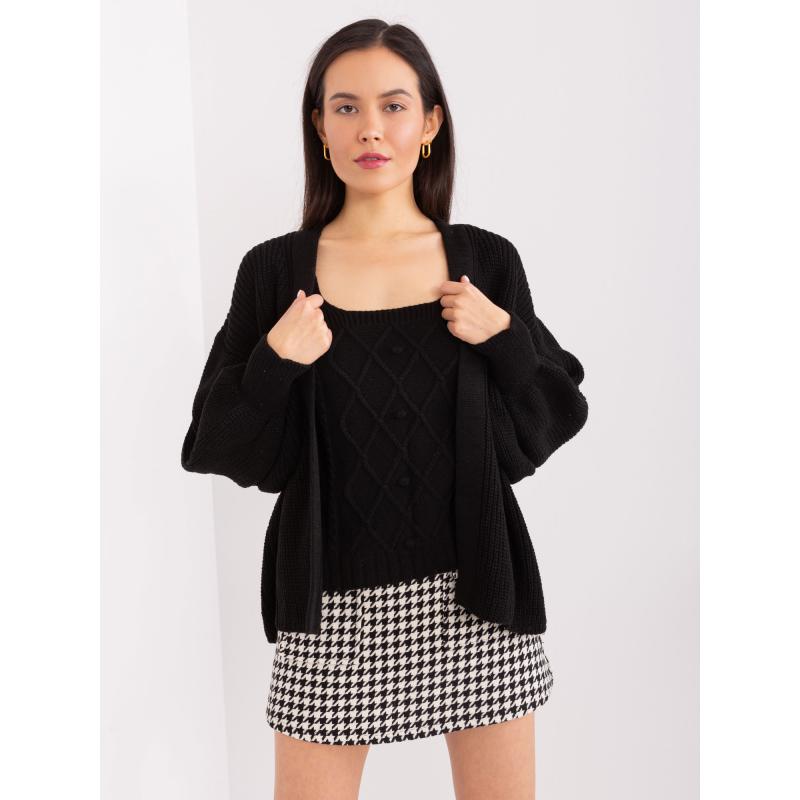 Dámský komplet s buffovými rukávy TANKA černý  