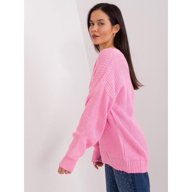 Dámský svetr s náplety BIS růžový 