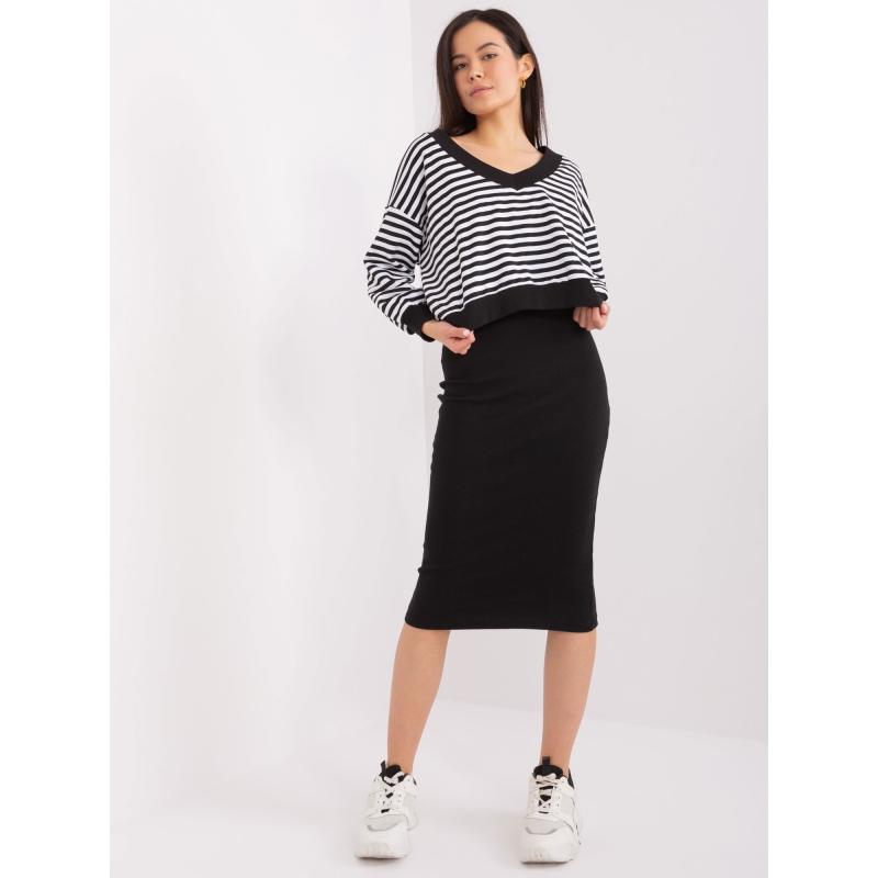 Női midi ruha szett NYSLA fekete és fehér