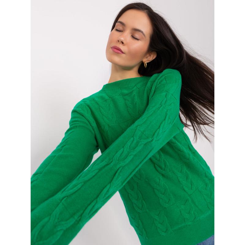 Dámsky voľný károvaný sveter YACHE zelený