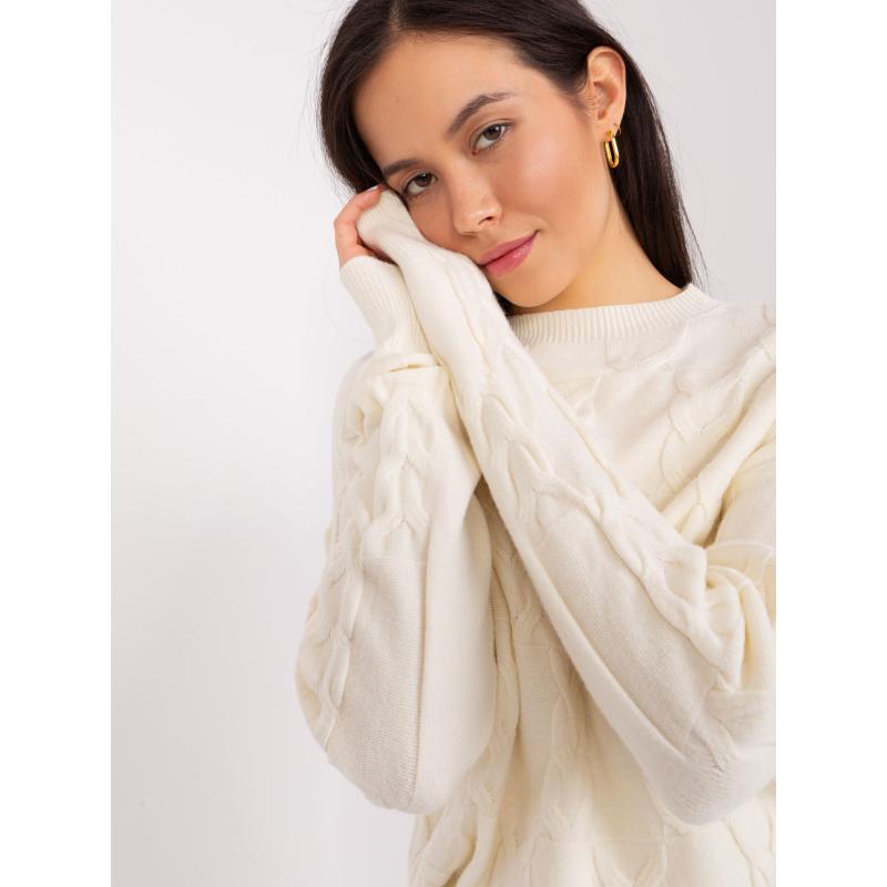 Dámský svetr volného střihu kostkovaný OADE ecru  