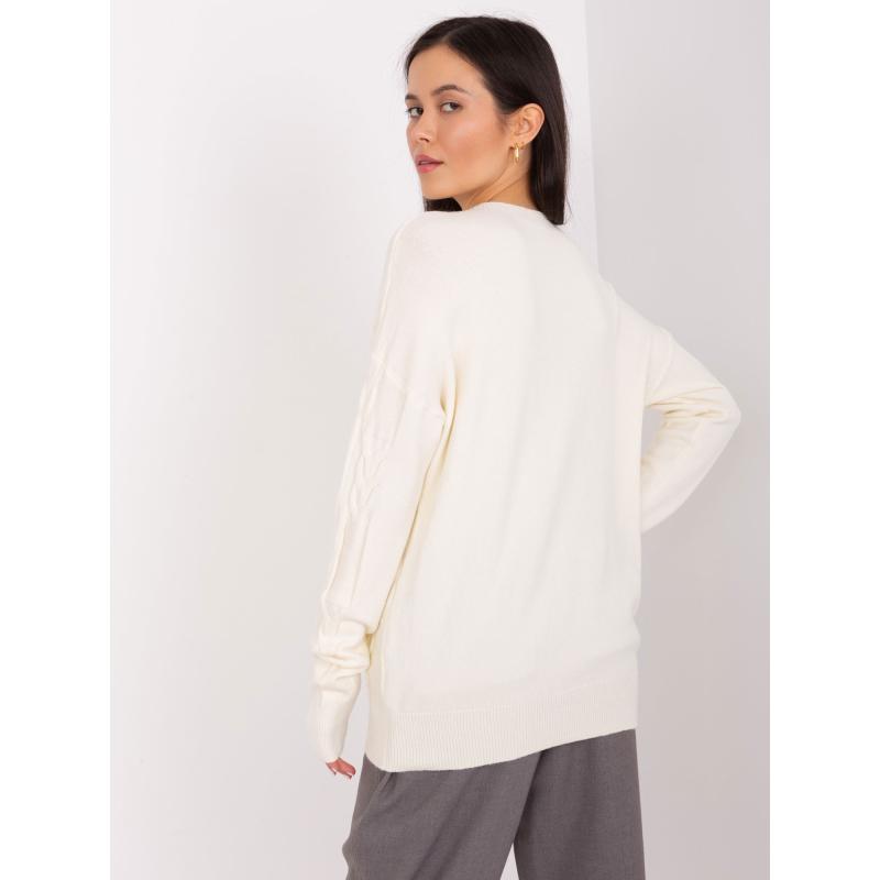 Dámský svetr volného střihu kostkovaný OADE ecru  