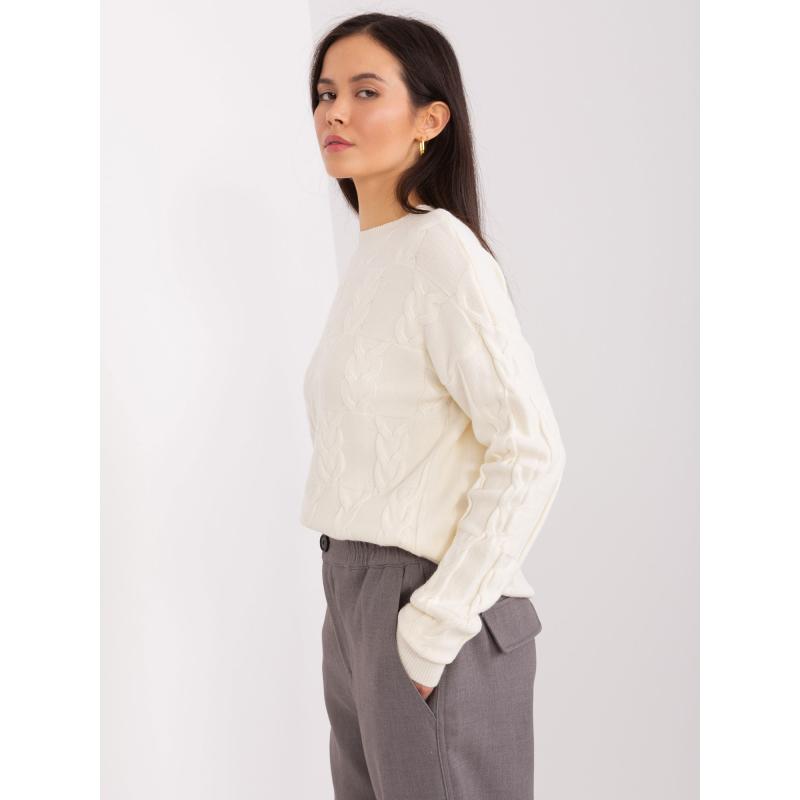 Dámský svetr volného střihu kostkovaný OADE ecru  