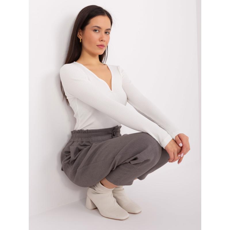 Női csíkos blúz BASIC FEEL GOOD ekrü színű