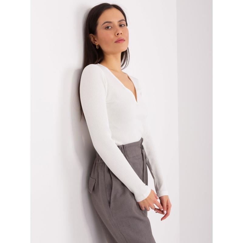 Női csíkos blúz BASIC FEEL GOOD ekrü színű