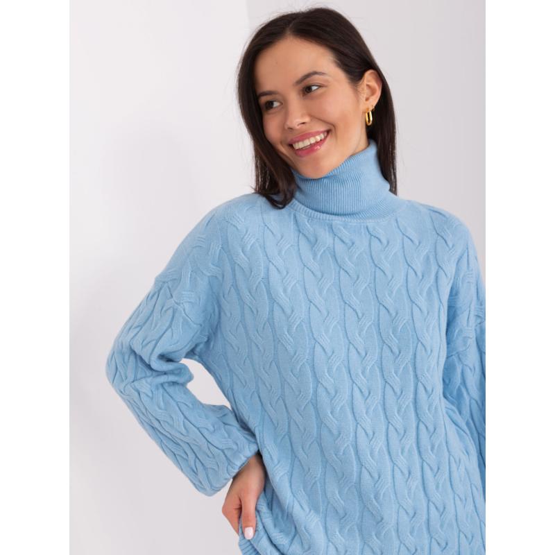Dámský svetr s rolákem ANRR světle modrý 