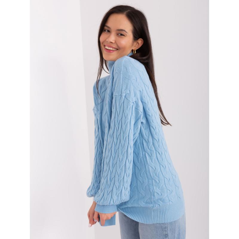 Dámský svetr s rolákem ANRR světle modrý 