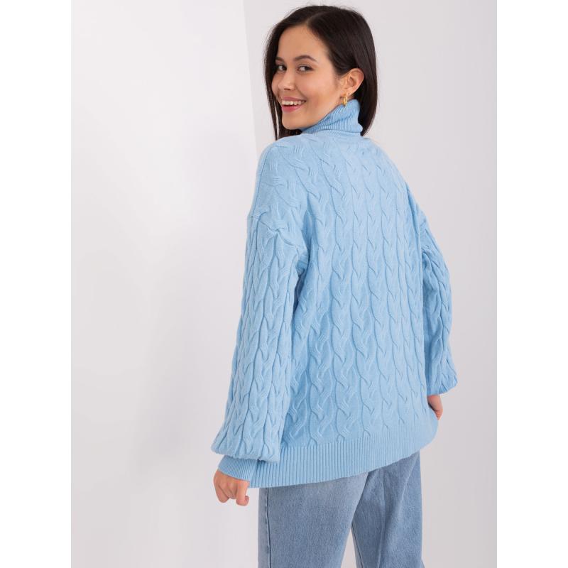 Dámský svetr s rolákem ANRR světle modrý 