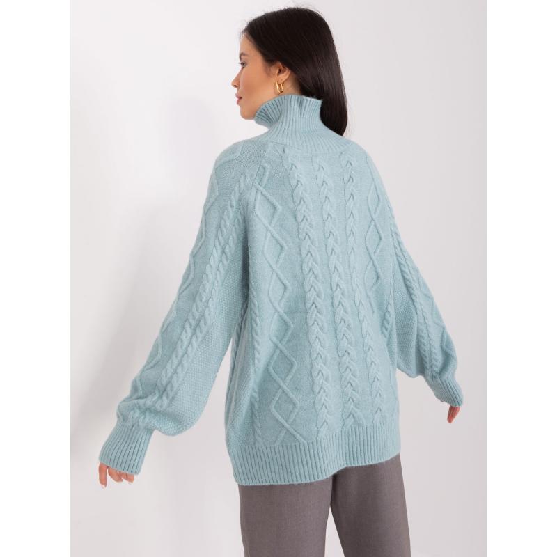 Dámský svetr s plédy a žebrovanými lemy VESTA mátový