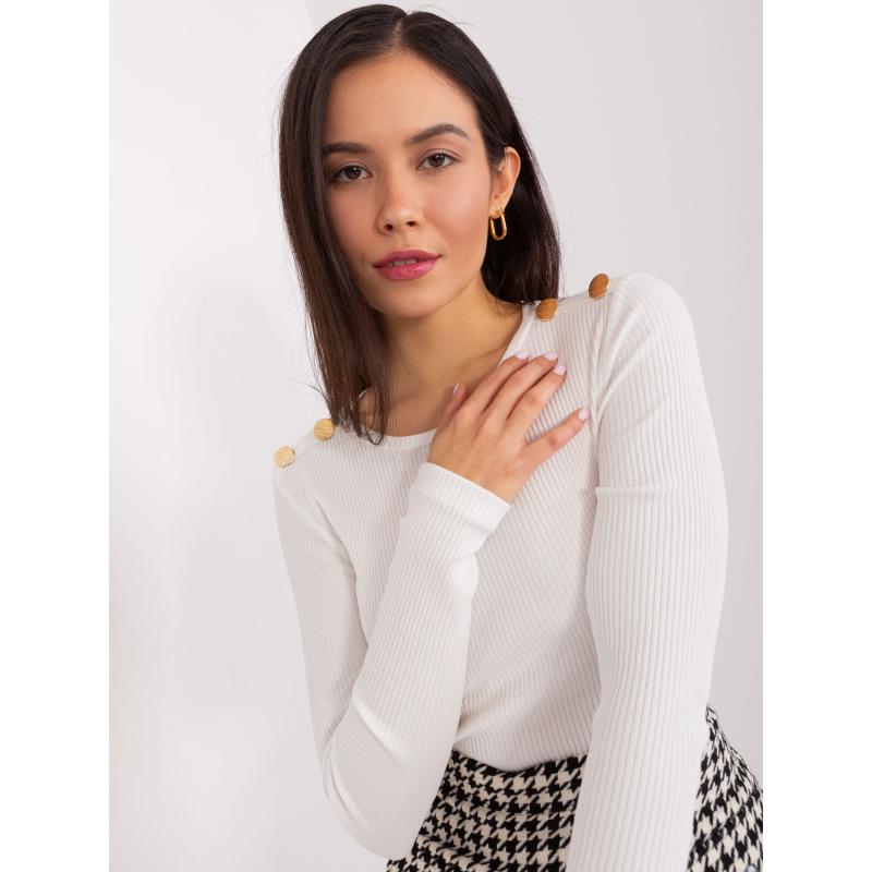 Női blúz dekoratív gombokkal BASIC FEEL GOOD ekrü színű