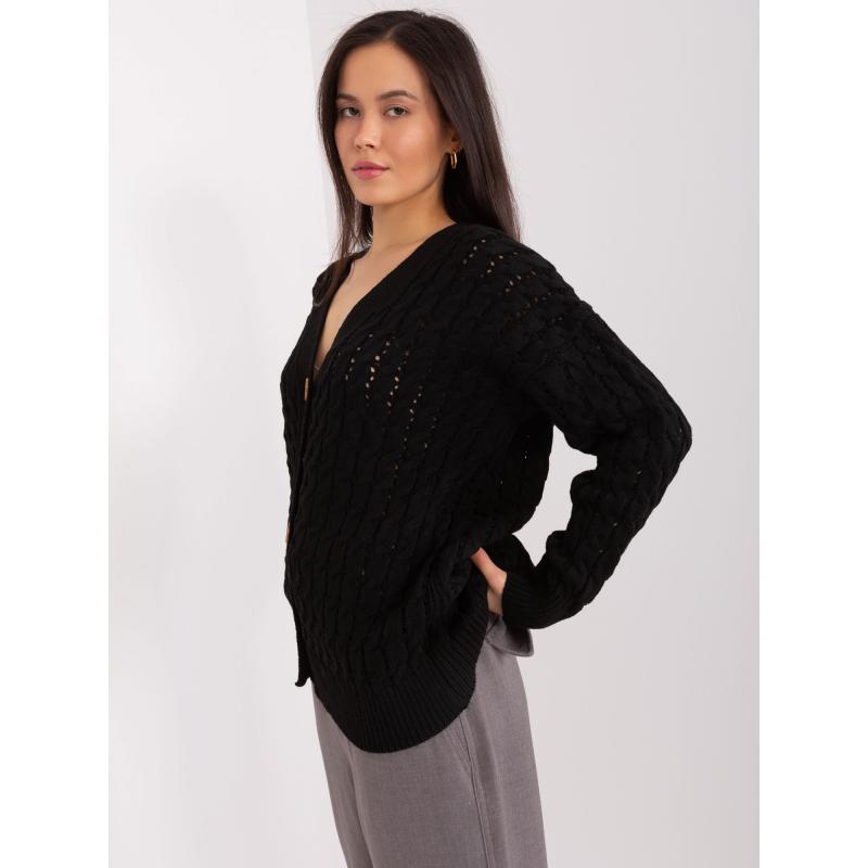 Női V-nyakú pulóver SNAN fekete