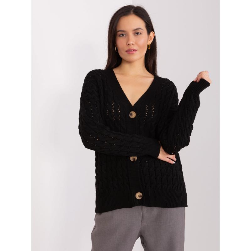 Női V-nyakú pulóver SNAN fekete