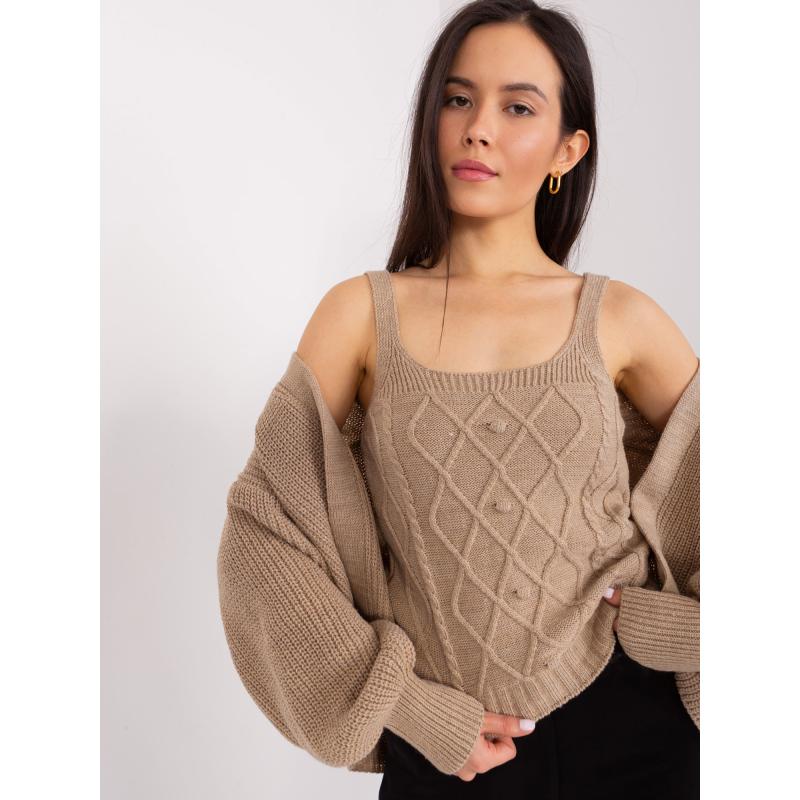 Dámský komplet se svetrem KINNT tmavě béžový  