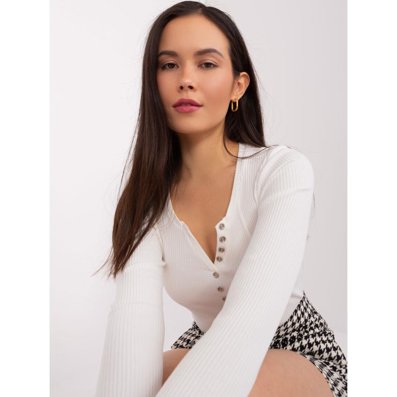 Dámská halenka s knoflíky u výstřihu BASIC FEEL GOOD ecru