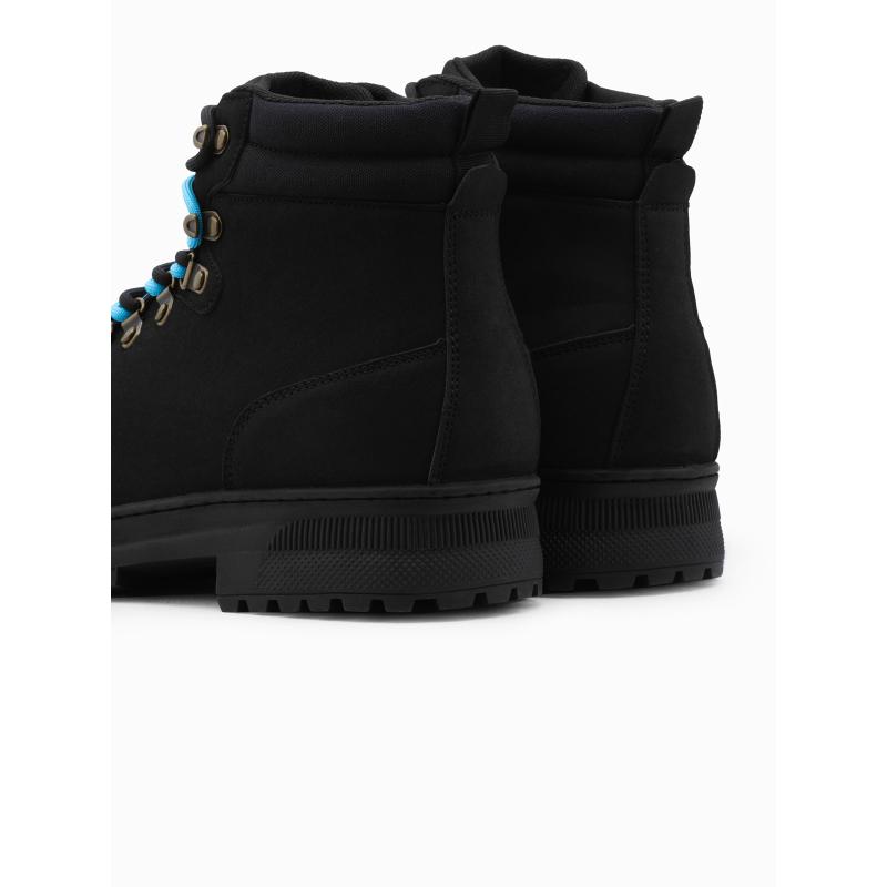 Pánske zimné trekové topánky s kontrastnými šnúrkami V3 OM-FOBO-0132 čierne