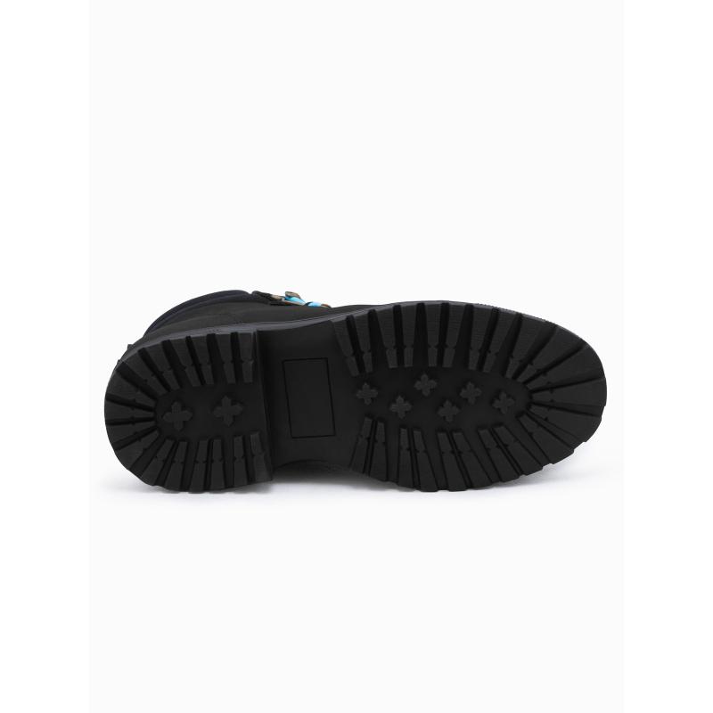 Pánske zimné trekové topánky s kontrastnými šnúrkami V3 OM-FOBO-0132 čierne