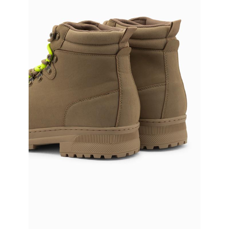 Pánské zimní trekové boty s kontrastními tkaničkami V2 OM-FOBO-0132 hnědé 