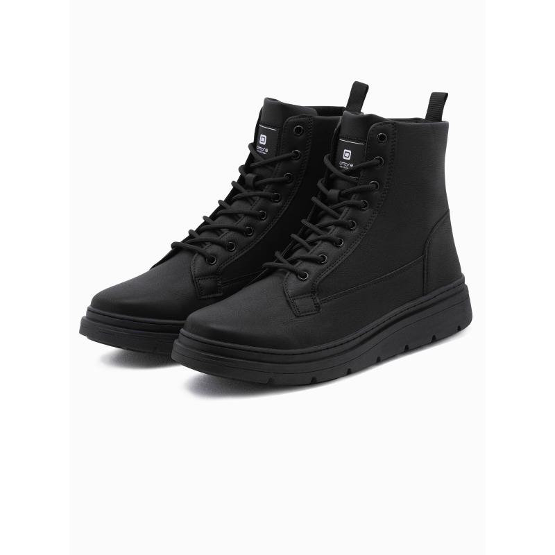Pánske zimné šnurovacie topánky V1 OM-FOBO-0133 čierne