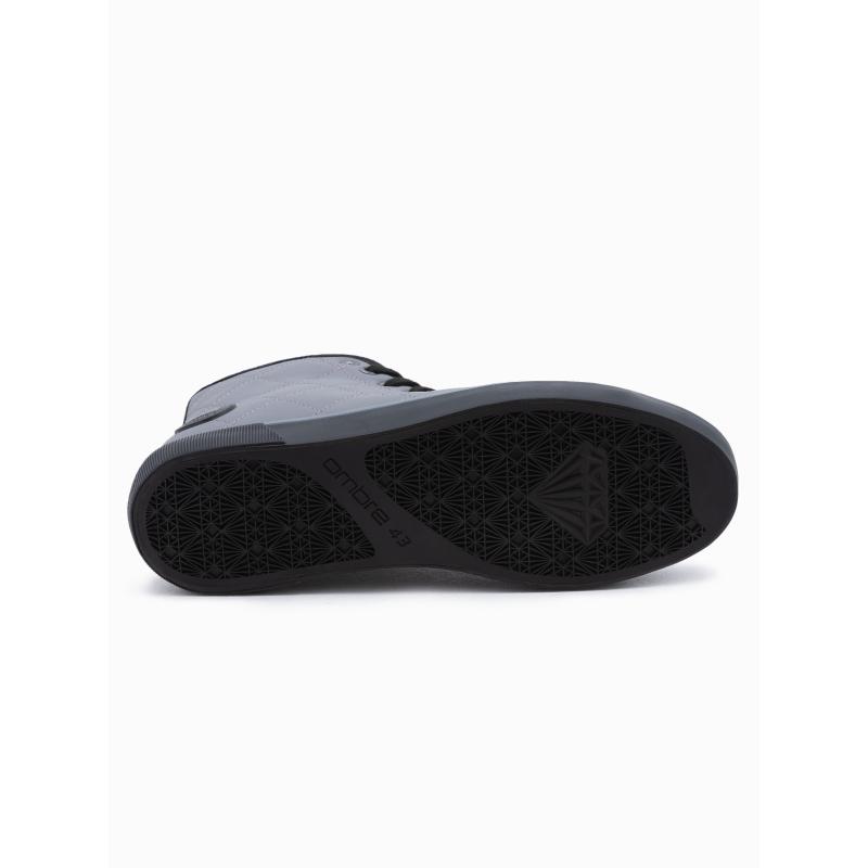 Pánské kotníkové tenisky s ozdobným prošíváním OM-FOTH-22FW-003 šedočerné 