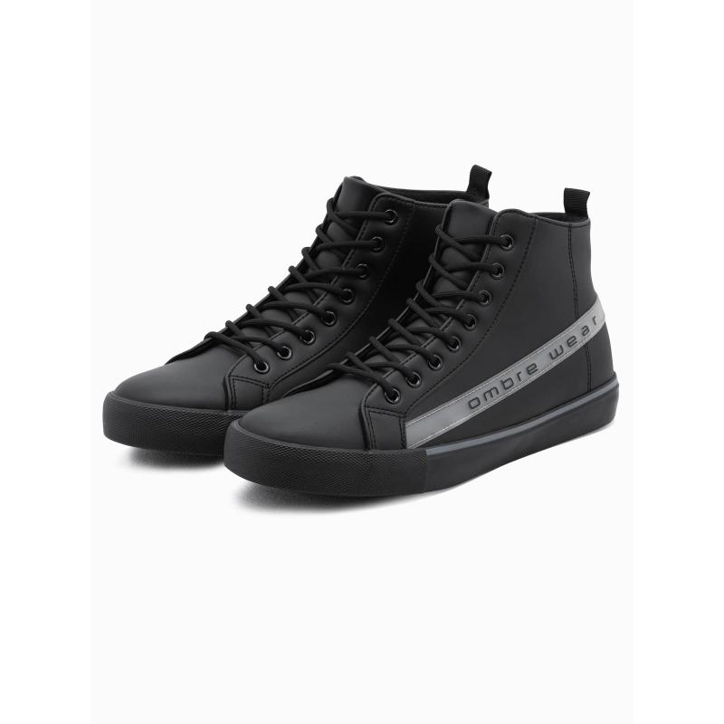 Pánske tenisky s ozdobným prešívaním OM-FOTH-22FW-004 čierna