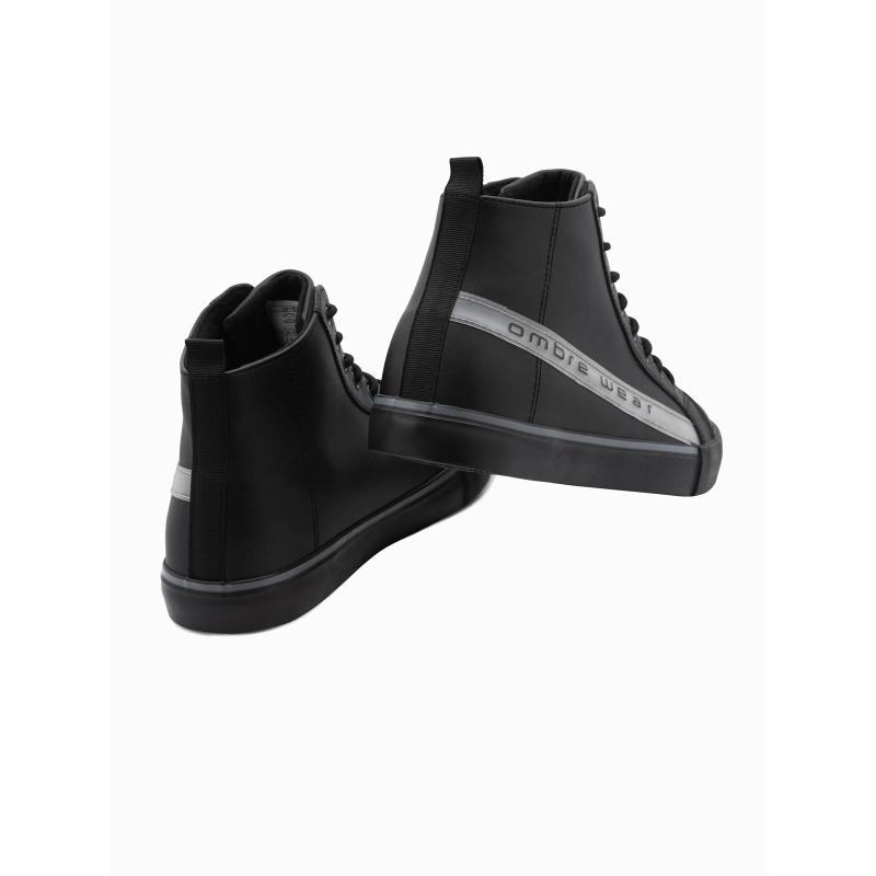 Pánske tenisky s ozdobným prešívaním OM-FOTH-22FW-004 čierna