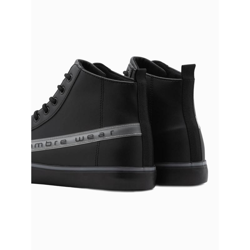 Pánske tenisky s ozdobným prešívaním OM-FOTH-22FW-004 čierna