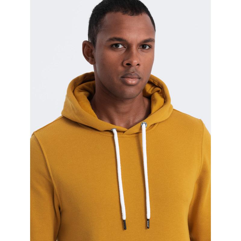 Pánská mikina bez podšívky s kapucí V4 OM-SSBN-0120 hořčicová