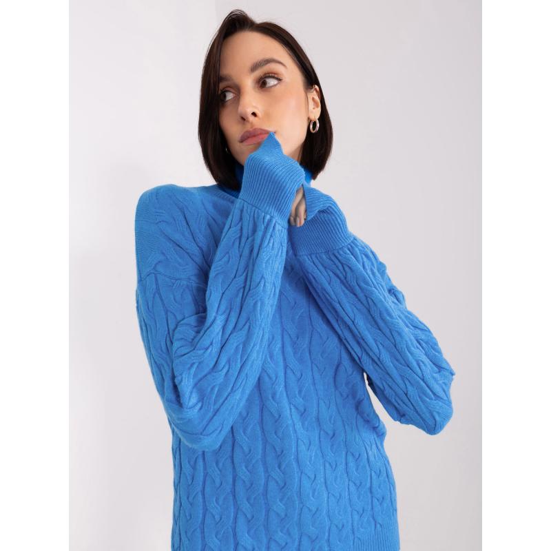Női garbó pulóver kockás ADELA kék