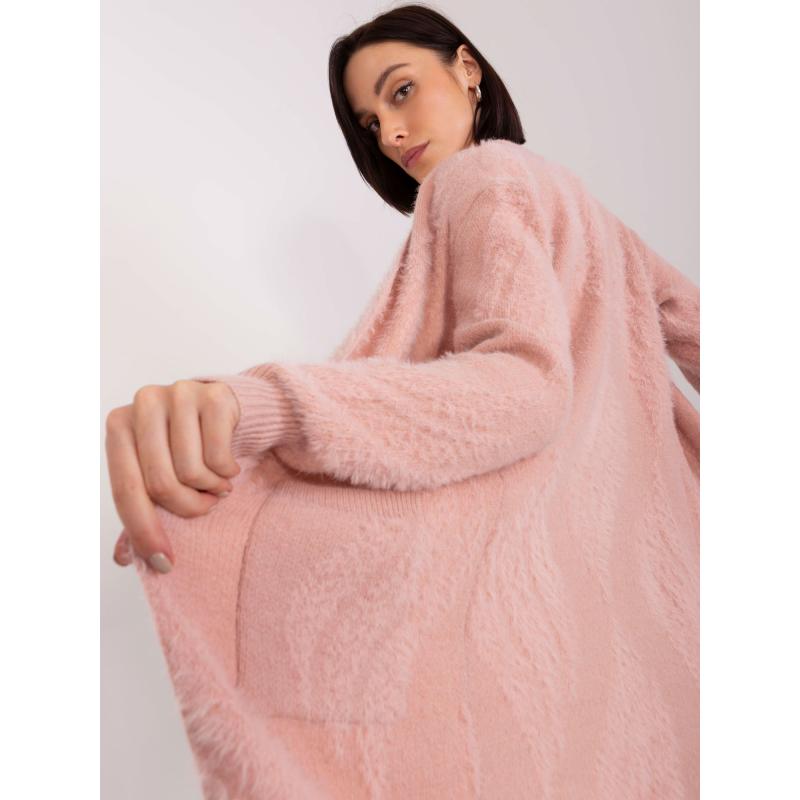 Női pulóver zsebekkel ADELINA világos rózsaszín