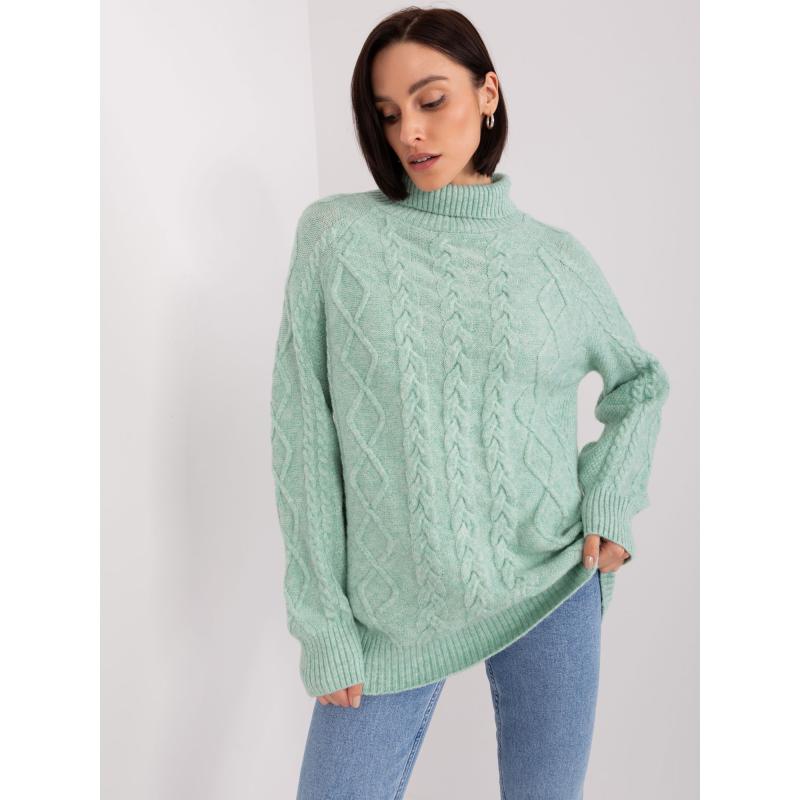 Női kockás pulóver ADRIA mentazöld