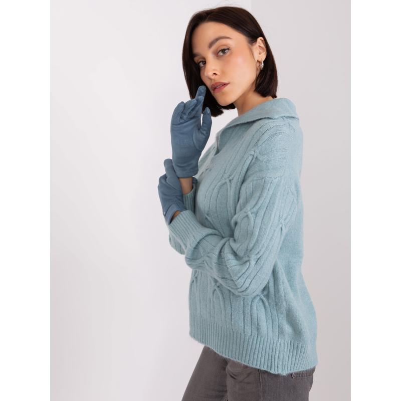 Női kesztyű öko bőrbetétekkel SIA kék