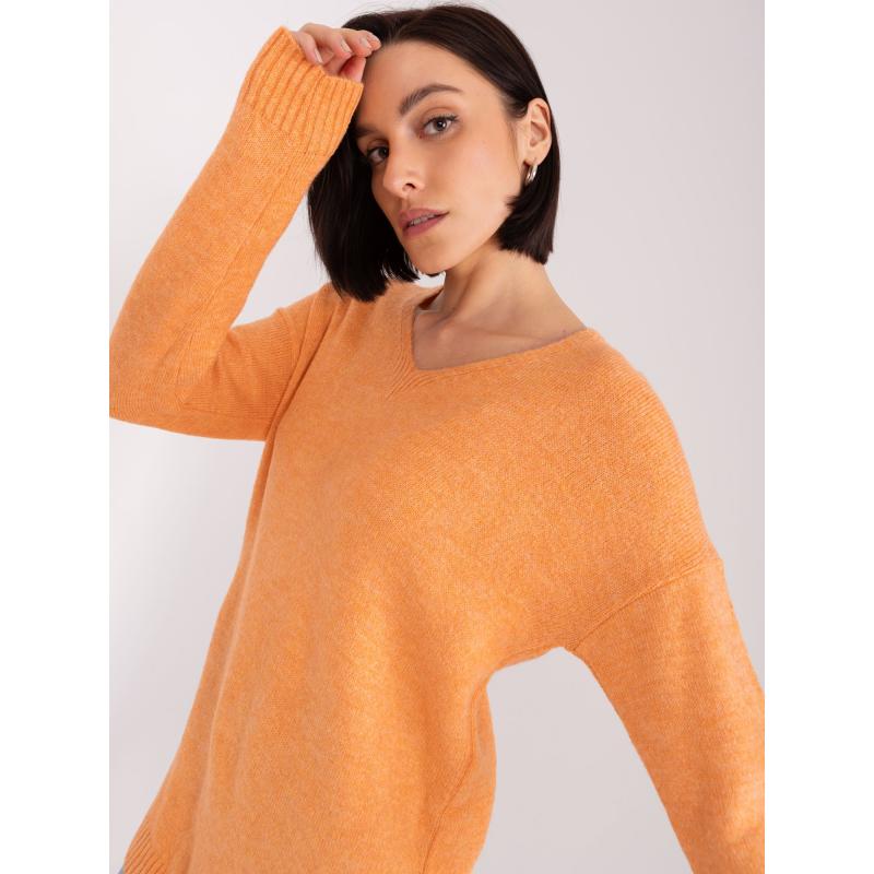 Női túlméretezett hosszú ujjú pulóver RUE PARIS világos narancssárga