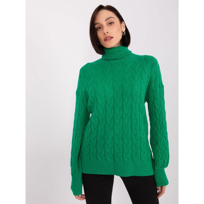 Női garbó foltos pulóver AJA zöld