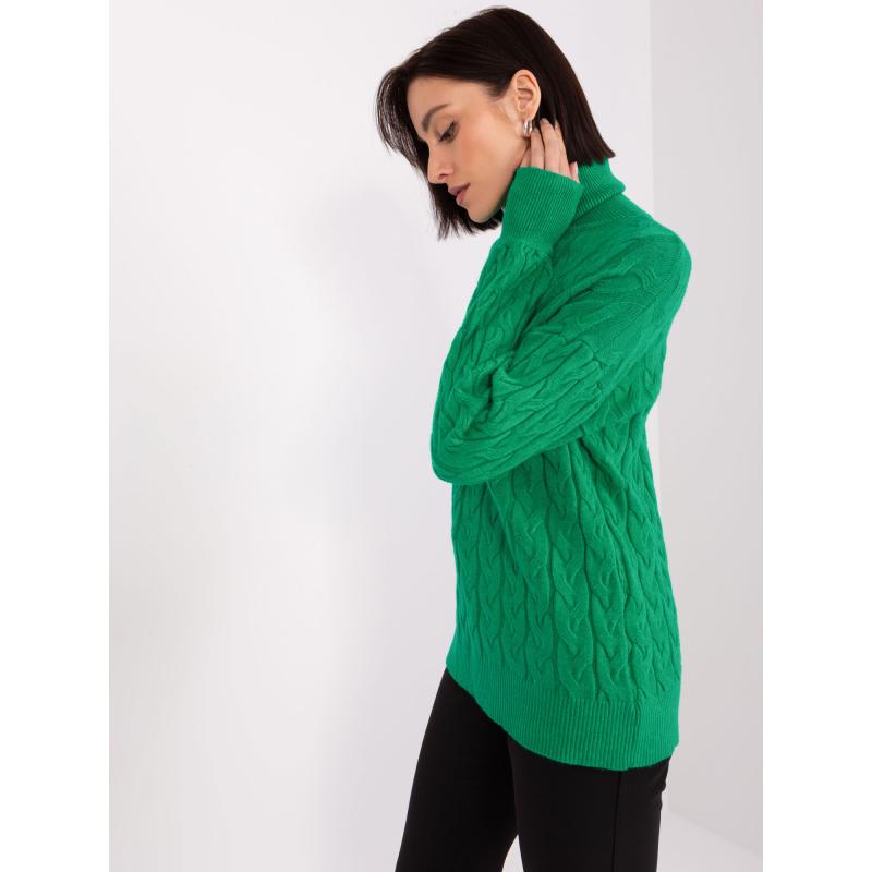 Női garbó foltos pulóver AJA zöld