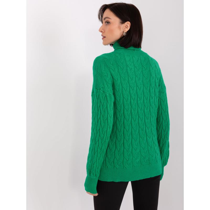 Női garbó foltos pulóver AJA zöld