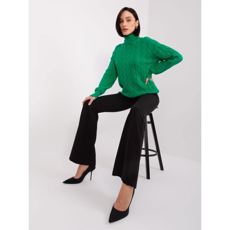 Női garbó foltos pulóver AJA zöld