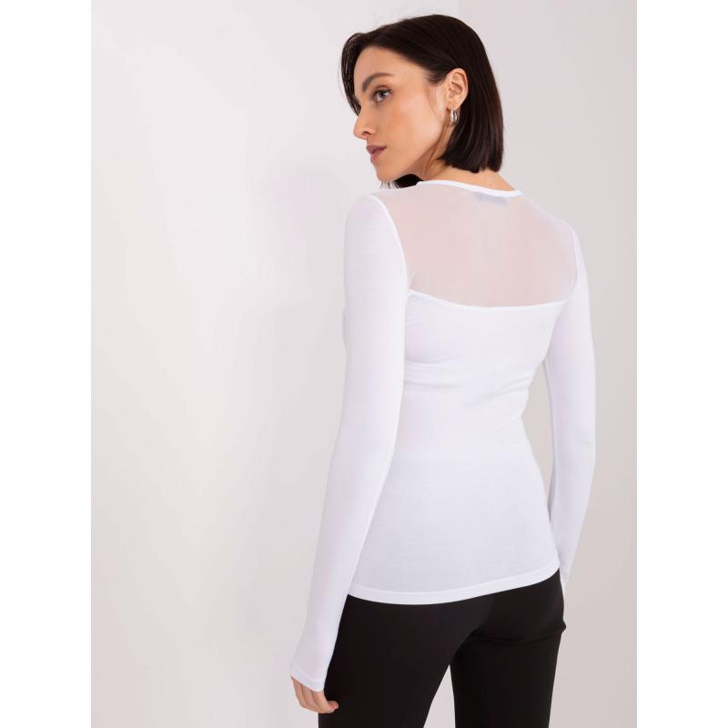 Dámská halenka s dlouhými rukávy a kulatým výstřihem BASIC FEEL GOOD bílá