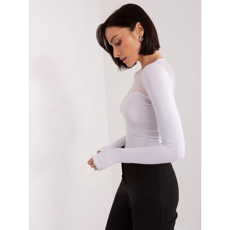 Dámská halenka s dlouhými rukávy a kulatým výstřihem BASIC FEEL GOOD bílá