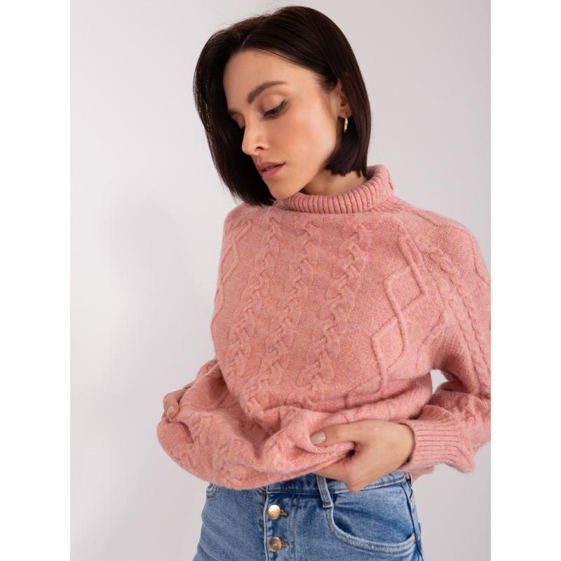 Női kockás pulóver AISA rózsaszín