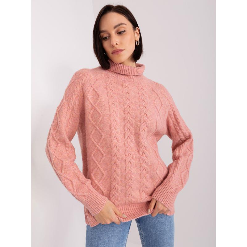 Női kockás pulóver AISA rózsaszín
