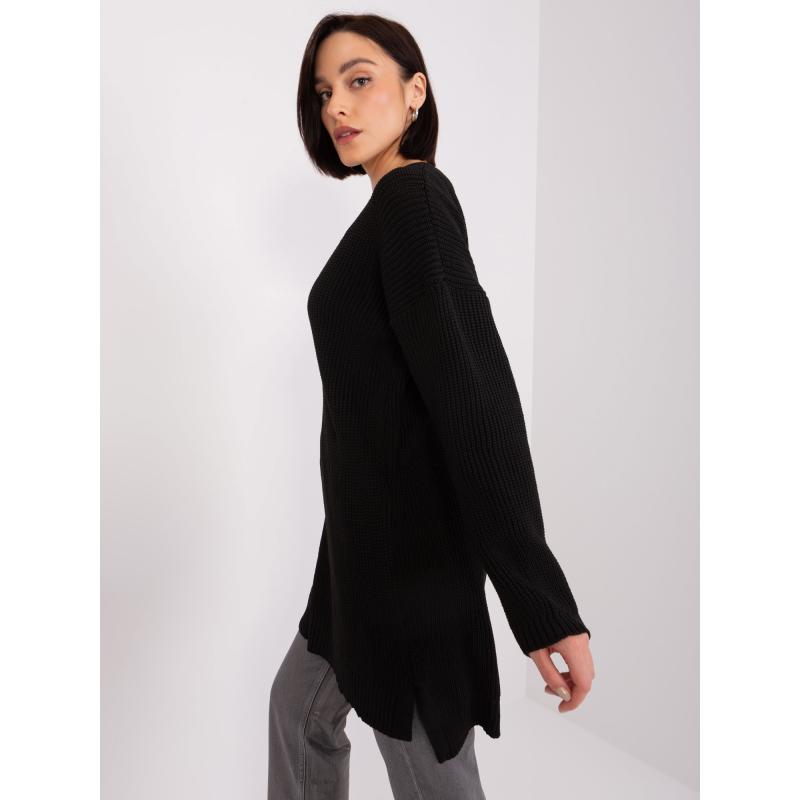 Női V-nyakú ruha ALVA fekete